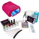 Set gel UV - sistem bifazic cu lampă UV roz 36W, INGINAILS