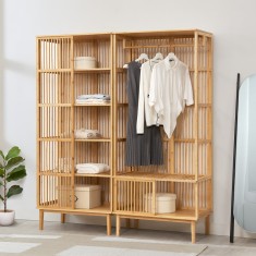 Set garderoba, en.casa, 1x PXNB-0706 - 1x PXNB-0707 Trundholm - Vemb, 185 x 160 x 45 cm, bambus, natur HausGarden Leisure foto