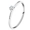 Inel din aur alb 14K - bra?e stralucitoare ?i te?ire, zirconiu rotund transparent - Marime inel: 59