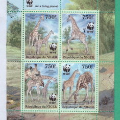 WWF NIGER 2013-GIRAFE,Serie de 4 timbre nestampilate MNH