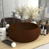 vidaXL Chiuvetă de baie lux maro &icirc;nchis mat 40x15 cm ceramică rotund 147006