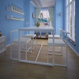 Cumpara ieftin Set masă și scaune de bucătărie, 5 piese, alb