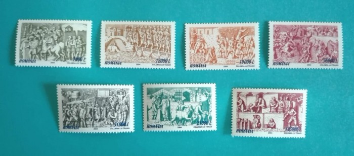 TIMBRE ROMANIA 2004 LP1660+1667 FRAGMENTE COLUMNA LUI TRAIAN I+II (uzuale) MNH