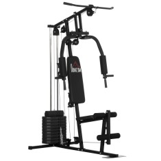 HOMCOM Statiune fitness cu greutati de 45kg pentru antrenament profesional la tine acasa, din otel, 135x103x210cm, Negru | Aosom Romania