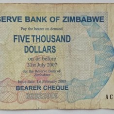 Bancnota Zimbabwe - 5000 Dollars 2007