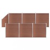 Set panouri gard, 6 pătrate + 1 oblic, maro, 1138x186 cm, WPC
