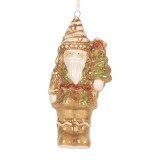 Cumpara ieftin Set 3 ornamente brad Mos Craciun ceramica multicolora 6x4x11 cm