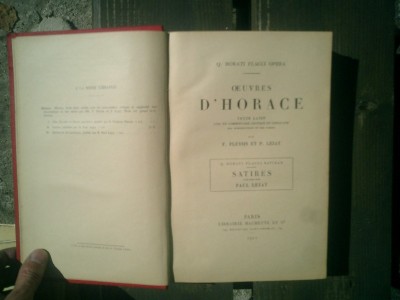 Oeuvres d Horace - satires - Paul Lejay foto