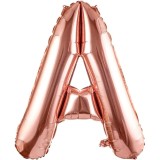 Balon folie metalizata litera a, flippy, 80 cm, umflati cu heliu sau aer, ambalaj individual, pai inclus, rose gold