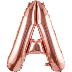 Balon Folie Metalizata Litera A, Cyrax, 80 cm, Umflati cu Heliu sau Aer, Ambalaj Individual, Pai inclus, Rose Gold foto