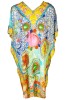 Rochie Poncho Dama MTL23 Galben Turcoaz One Size Matase Vascoza Rochie de Vara Lejera
