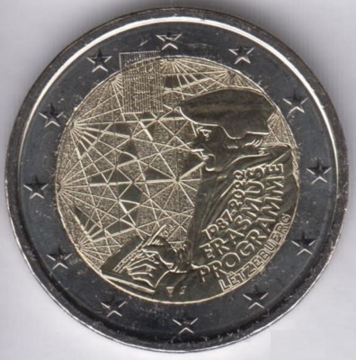 LUXEMBURG moneda 2 euro comemorativ 2022_Erasmus, UNC foto