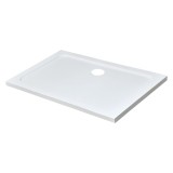 Cadita dus acrilica patrata asimetrica Modena Slim 80x120x5.5 cm alba