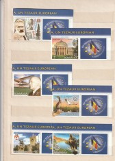 ROMANIA 2019 LP 2226 b LP 2226 a ROMANIA UN TEZAUR EUROPEAN SERIE CU VINIETA + BLOC DE 6 TIMBRE MNH NESTAMPILATE