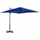 VidaXL Umbrelă suspendată st&acirc;lp aluminiu, albastru azuriu, 250x250 cm