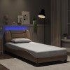 VidaXL Cadru de pat cu lumini LED cappuccino 90x190 cm piele ecologică 3213903