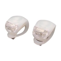 Set 2 lampi silicon pentru bicicleta, cu lumina alba, 3 moduri de luminare, impermeabile, culoare alb