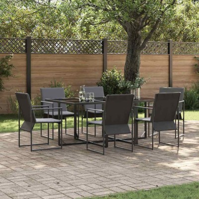 vidaXL Set de masă pentru grădină 7 pcs Negru Oțel 3335859 foto