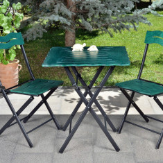 Set mobilier de gradina 3 piese, Valovi, Bistro Set 6, MDF , Verde/Negru