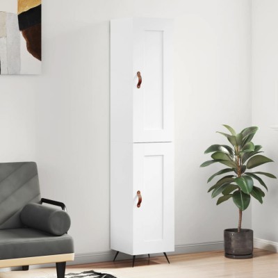 Gossi dulap inalt, alb extralucios, 34,5x34x180 cm, lemn prelucrat foto