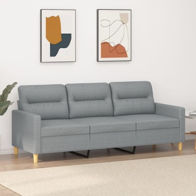vidaXL Canapea cu 3 locuri, gri deschis, material 180CM textil 359243 foto