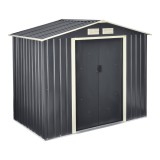 Magazie gradina ACMH-250X4 cu usi glisante 213 x 127 x 185 cm gri inchis [en.casa] HausGarden Leisure