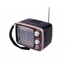 Radio Portabil FM/AM/SW, Bluetooth, Port USB/TF/AUX, Antena Telescopica, Scala Iluminata, Retro TV Box, Rosu foto