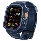 Husa pentru apple watch ultra / ultra 2 si curea, spigen rugged armor pro, navy blue