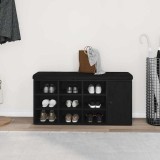 vidaXL Bancă pentru pantofi Negru 100 x 30 x 48 cm Lemn compozit