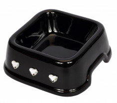 Castron ceramica - decor inima - Cristale Swarovski - Grace (Culoare: Negru) foto