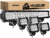 Noapte - ZH003 20inch 126W Spot Flood Combo LED Light Bar 4BUC 4Inch 18W Spot LE, Oem