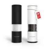 Cumpara ieftin Set 2 Rasnite Condimente LARS NYS&Oslash;M Lagom, Ceramica Reglabila Grosier-Fin, Manual, 18.8cm, Negru/Alb