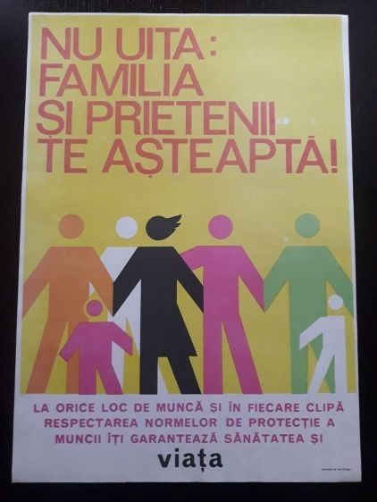 AF36 Afiș protecția muncii, Rom&acirc;nia comunistă