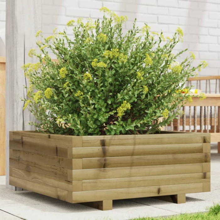 vidaXL Jardinieră de grădină, 60x60x26,5 cm, lemn de pin impregnat 847302