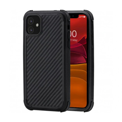 Husa Cover Fibra Pitaka MagEZ Pro Twill Magnet pentru iPhone 11 Negru Gr foto