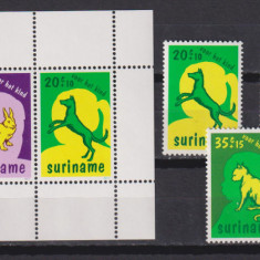 SURINAM 1977 FAUNA MI 794-798 + BL. 20 MNH