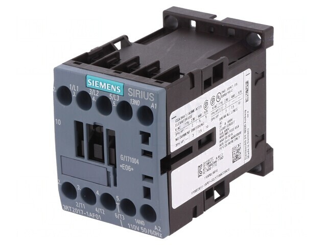 Contactor 3P NO 110VAC 12A 3RT2017-1AF01