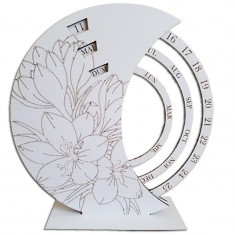 Decoratiune calendar din lemn alb, 20 cm