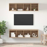 Set dulap TV cu raft cu depozitare 3 pcs stejar artizanal Lemn compozit