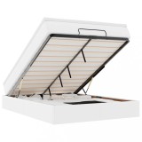 Cumpara ieftin Cadru de pat otoman cu saltea alb 140x190 cm piele artificiala