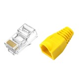 Cumpara ieftin Set 10 x mufa + manson de protectie, RJ45, CAT5 CAT6, 8 pini 8P8C, galben