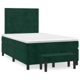 Cumpara ieftin Pat box spring cu saltea, verde inchis, 120x200 cm, catifea