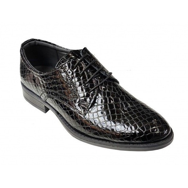 Pantofi barbati eleganti din piele naturala Negru Croco GKR4CRN