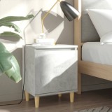 vidaXL Noptieră cu picioare din lemn masiv, gri beton, 40x30x50 cm 805823