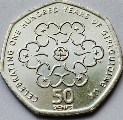 50 pence 2010 Marea Britanie, Girlguiding, km#1165 foto