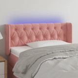 VidaXL Tăblie de pat cu LED, roz, 103x16x78/88 cm, catifea