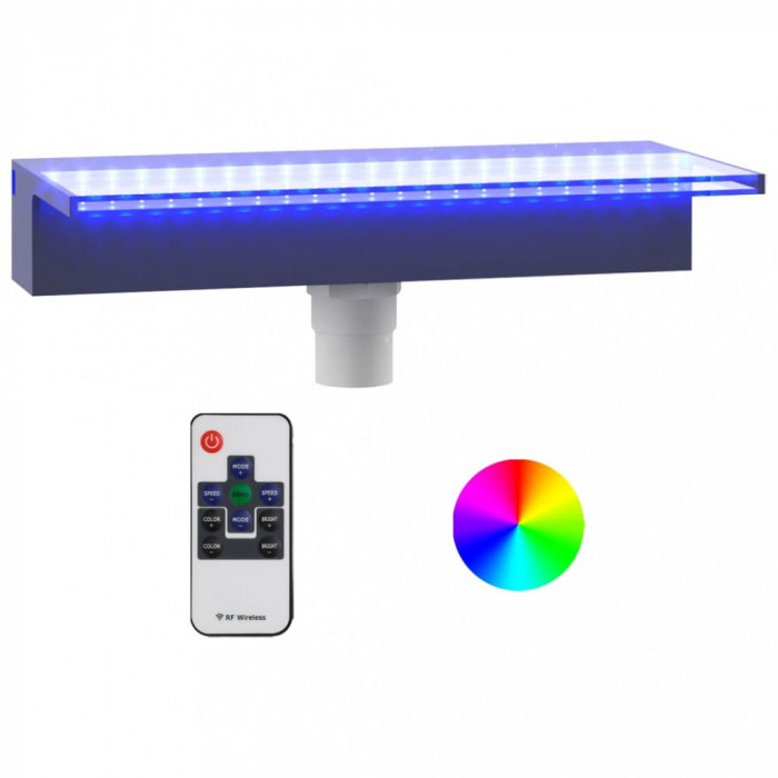 Deversor de cascadă cu LED-uri RGB, acrilic, 45 cm