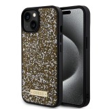 Husa originala Guess iPhone 15 Rhinestone Metal Logo, galben, GUHCP15SPFGSBSD