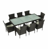 Cumpara ieftin Set mobilier de gradina 9 piese rattan maro perne bej Menibor 200x90x74 cm