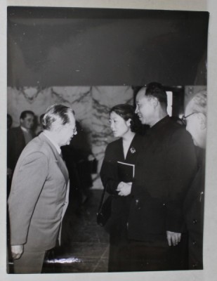 PALMIRO TOGLIATTI DISCUTAND CU PRIMARUL PEKINULUI , CONGRESUL AL VIII - LEA AL P.C.I. , ROMA , FOTOGRAFIE DE PRESA , 1956 foto